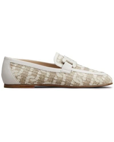 Tod's Chain-jacquard Woven Loafers - White
