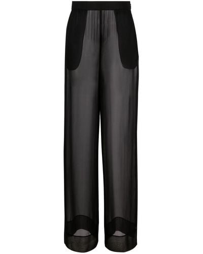 Saint Laurent Pantalones anchos semitraslúcidos - Negro