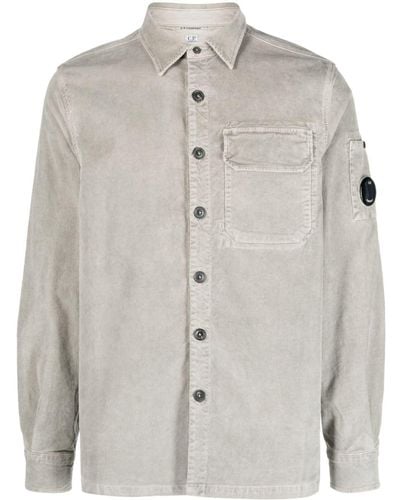 C.P. Company Compass-motif Corduroy Cotton Shirt - Gray