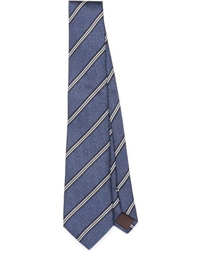 Canali Gestreifte Krawatte aus Seide - Blau