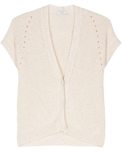 Peserico Sequin-embellished knitted top - Natur