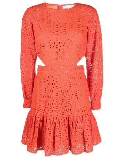 MICHAEL Michael Kors Floral Eyelet Cut-out Dress - Red