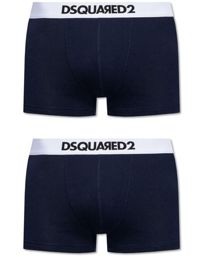 DSquared² Logo-waistband Stretch-cotton Boxers (pack Of Two) - Blue