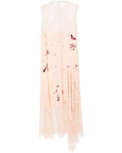 Erdem Crystal-embroideries Lace-trim Dress - Pink