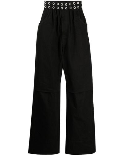 Raf Simons Eyelet-detail Wide-leg Pants - Black