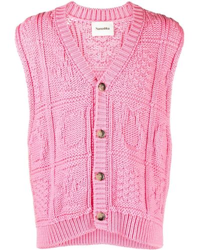 Nanushka Terence Cable-knit Sleeveless Cardigan - Pink