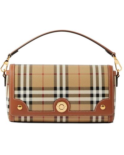 Burberry Check-Pattern Top Handle Bag - Brown