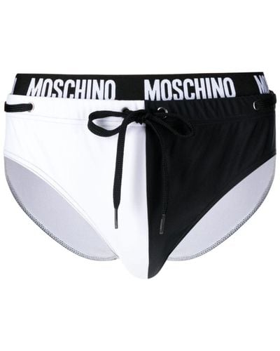 Moschino Logo-waistband Drawstring Swim Trunks - Black