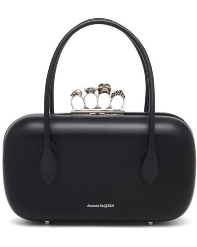 Alexander McQueen The Reverse Leren Clutch - Zwart