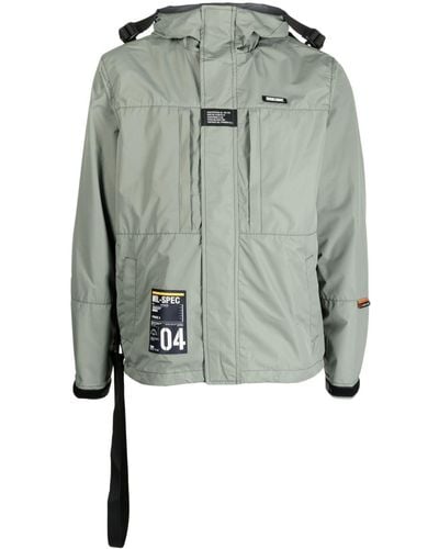 Izzue Patch-details Padded Hooded Jacket - Green