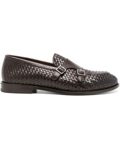 Henderson Interwoven Leather Buckled Loafers - Grey