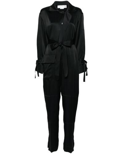 Victoria Beckham Spread-collar Crepe Jumpsuit - Black