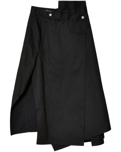 Junya Watanabe Falda midi asimétrica - Negro