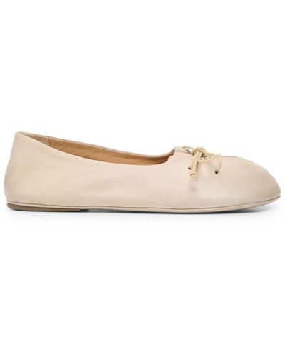 Marsèll Bow-detail Leather Ballerina Shoes - Natural