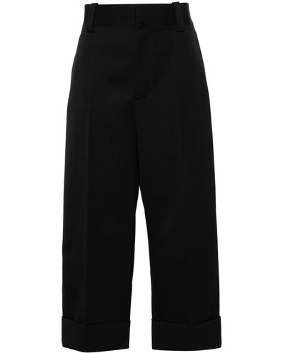 Bottega Veneta Straight-leg Cropped Wool Trousers - Black