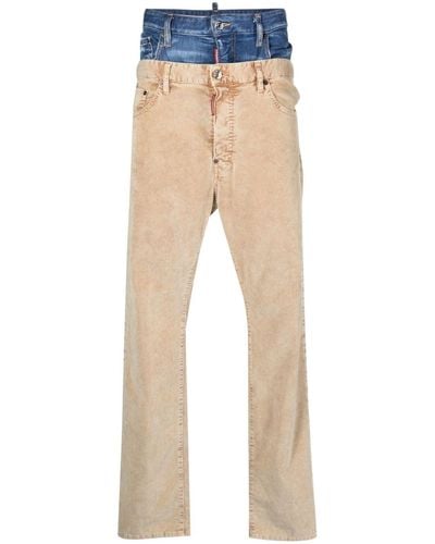 DSquared² Double-waistband Corduroy Trousers - Natural