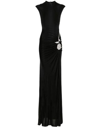 David Koma Crystal-embellished Jersey Gown - Zwart