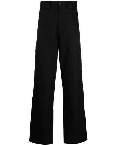 GR10K Logo-tag Cotton Straight-leg Trousers - Black