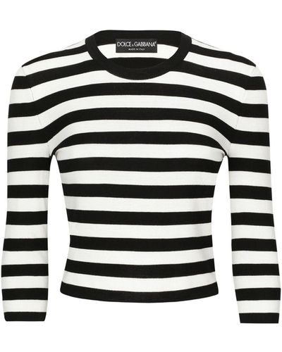 Dolce & Gabbana Striped Cropped Jumper - Black