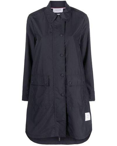 Thom Browne Rounded-collar Button-up Coat - Blue