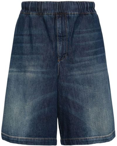 Valentino Garavani Elasticated-waistband Denim Shorts - Blue