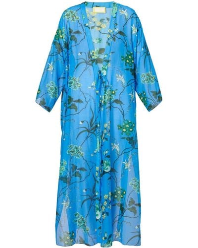 Erdem Floral-print Cover-up Dress - Blue