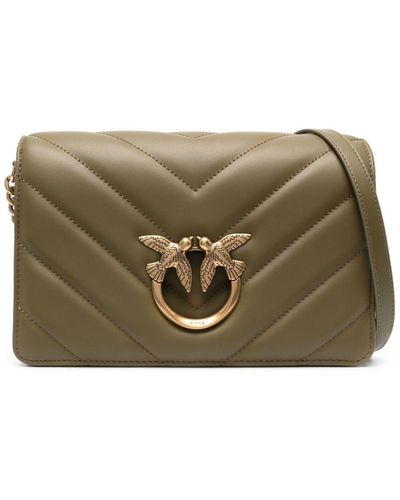 Pinko Classic Love Click Quilted Shoulder Bag - Green