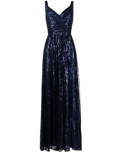 Elie Saab Long Embroidered-design Gown - Blue