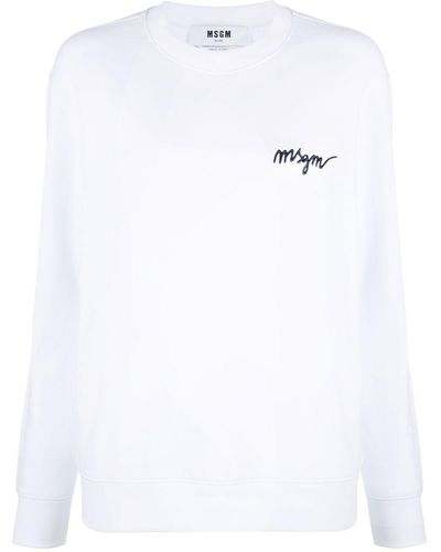 MSGM Sweat à logo brodé - Blanc