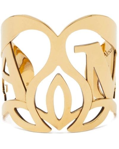 Alexander McQueen Seal Logo-motif Cuff Bracelet - Metallic
