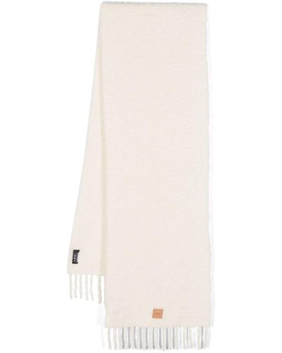 A.P.C. Logo-patch Fringed-edge Scarf - White