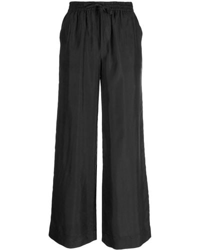 P.A.R.O.S.H. Cropped Wide-leg Silk Pants - Black