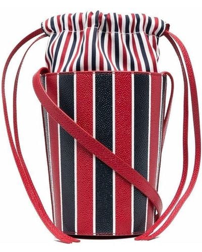 Thom Browne Mini sac seau à rayures tricolores - Rouge