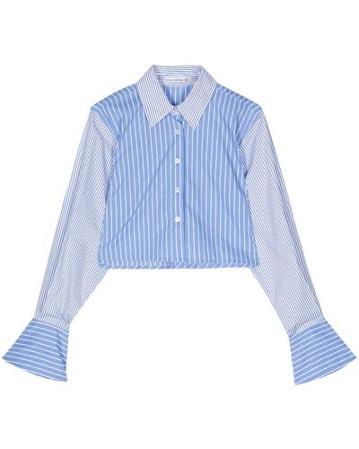 Faithfull The Brand Stripped Cropped Cotton Shirt - Blue