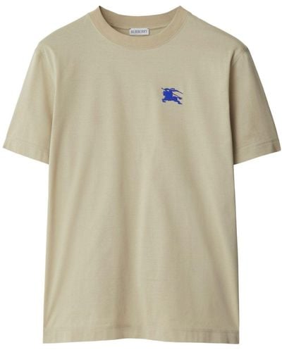 Burberry Ekd-embroidered Cotton T-shirt - Natural