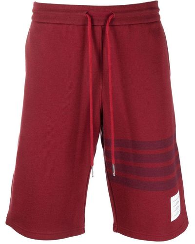 Thom Browne Short à rayures tricolores - Rouge