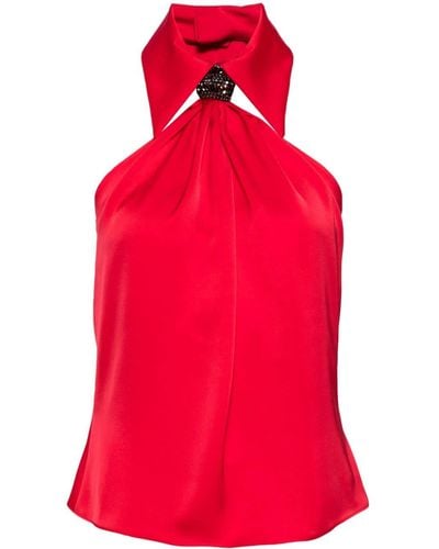 Isabel Sanchis Crystal-embellished Sleeveless Top - Red