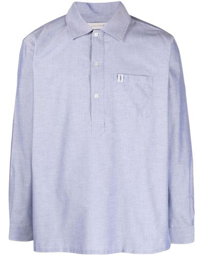Mackintosh Military Buttoned Cotton Shirt - Blue
