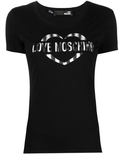 Love Moschino T-shirt cintré à logo imprimé - Noir