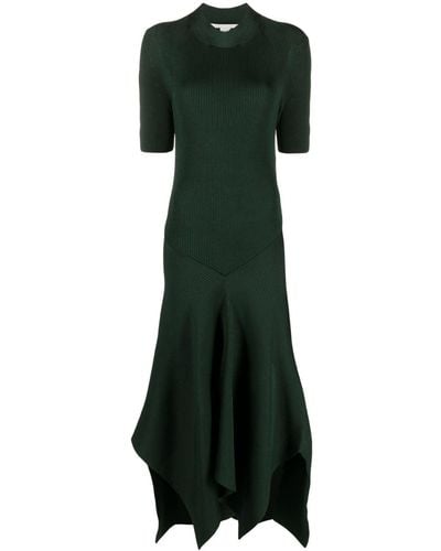 Stella McCartney Robe en maille nervurée à design asymétrique - Vert