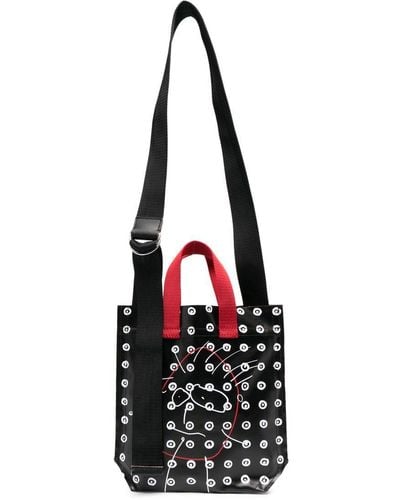 Plan C Graphic-print Leather Tote Bag - White