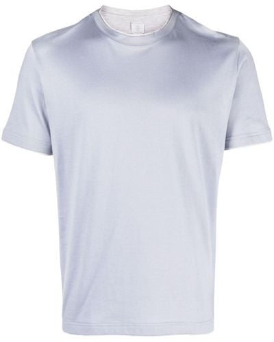 Eleventy Crew-neck Cotton T-shirt - Blue