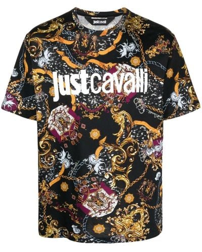 Just Cavalli T-shirt Met Print - Zwart
