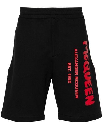 Alexander McQueen Shorts mit Logo-Print - Schwarz