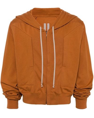 Rick Owens Drawstring hooded cotton jacket - Marrone