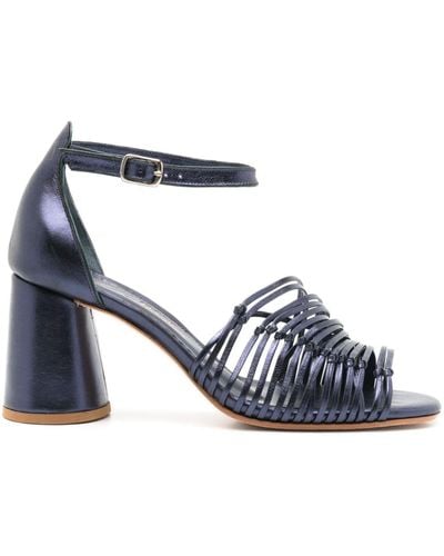Sarah Chofakian Thiomphe Metallic Leather Sandals - Blue