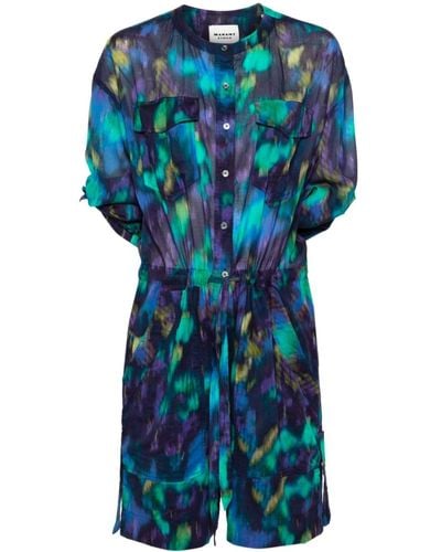 Isabel Marant Niely Abstract-print Playsuit - Blue