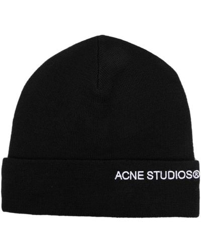 Acne Studios Beanie mit Logo-Stickerei - Schwarz