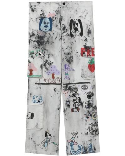 WESTFALL Graphic-print Cargo Trousers - Grey