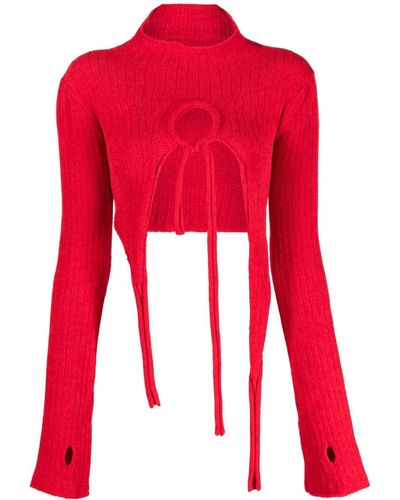 OTTOLINGER Cut-out Detail Ribbed-knit Top - Red